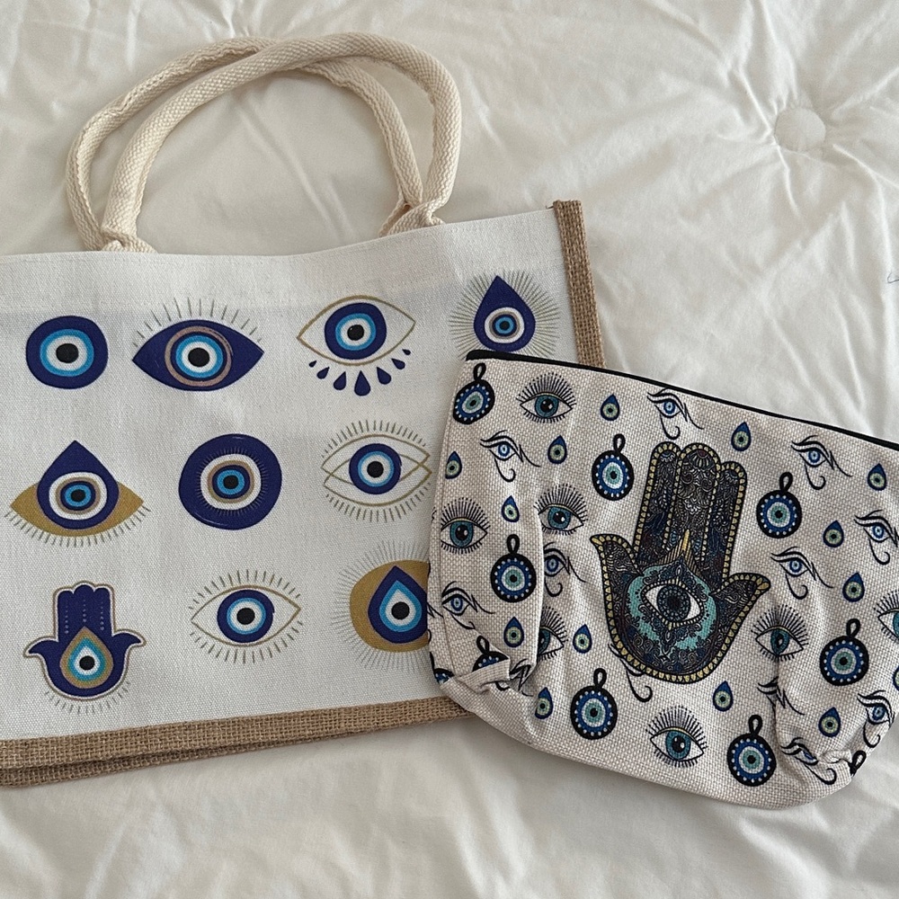 Source Unknown Eye Motif Tote and Clutch Set